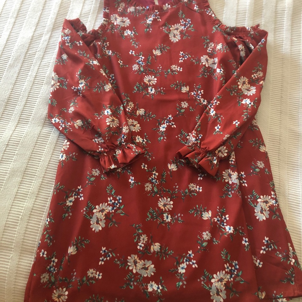 Fall/Winter dress,long sleeves, orange/rust floral